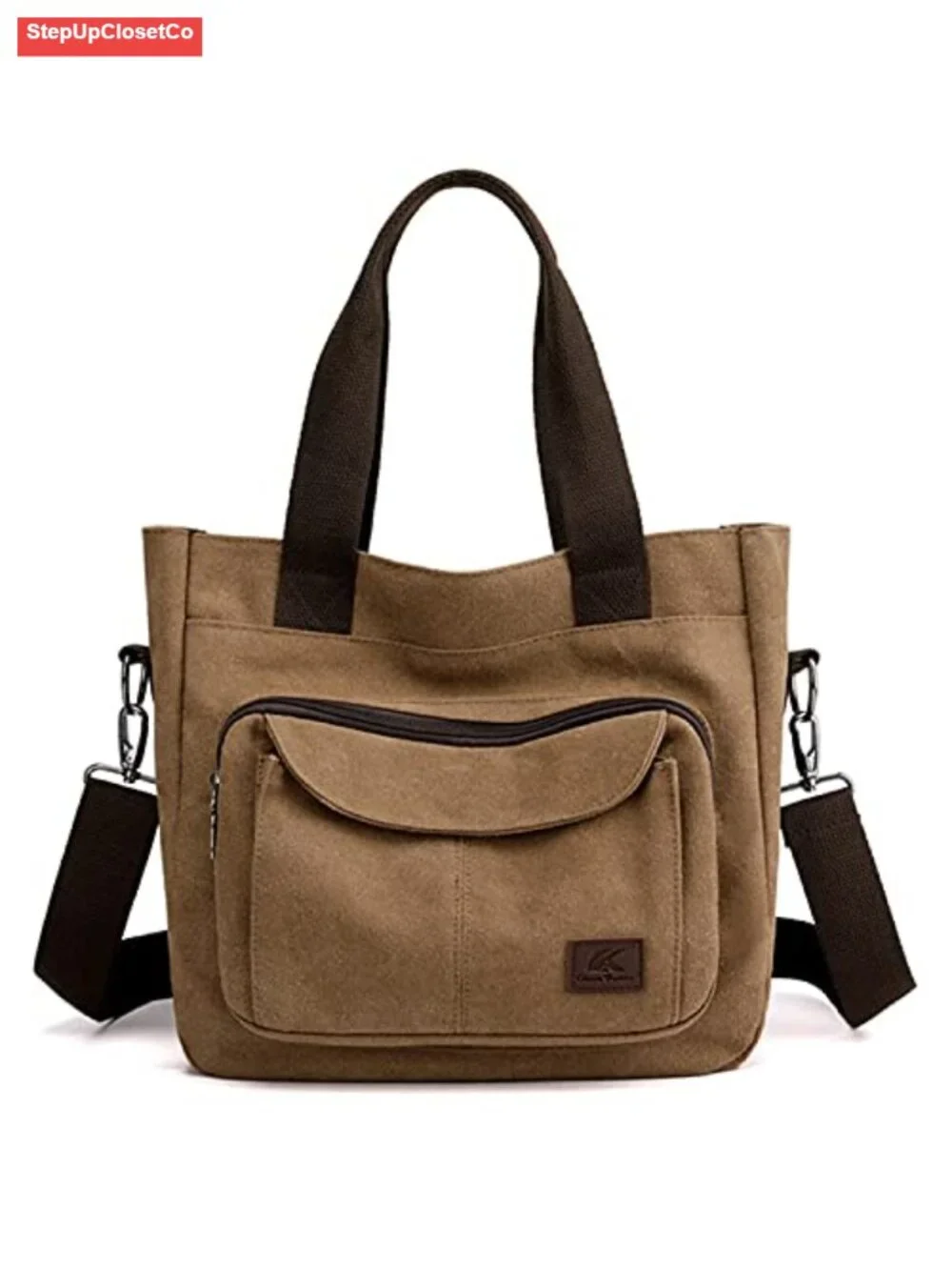 Canvas Tote Purse Shoulder Crossbody Bag Multi-pocket Work Handbag